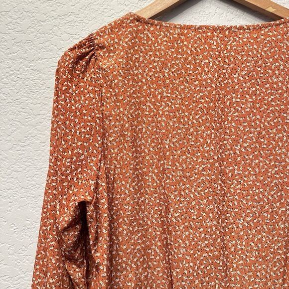 Everly Dress Womens Small Cottagecore Boho Lined 3/4 Sleeve Shift Knee Length - Picture 3 of 12